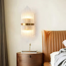 GobekUsa Crystal Rod Wall Sconce in Gold - Elegant Dual Bulb Lighting for Living Room Walls