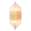 GobekUsa Crystal Rod Wall Sconce in Gold - Elegant Dual Bulb Lighting for Living Room Walls