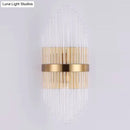 GobekUsa Crystal Rod Wall Sconce in Gold - Elegant Dual Bulb Lighting for Living Room Walls