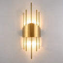 GobekUsa Crystal Rod Wall Sconce in Gold - Elegant Dual Bulb Lighting for Living Room Walls