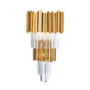GobekUsa Crystal Rod Wall Sconce in Gold - Elegant Dual Bulb Lighting for Living Room Walls