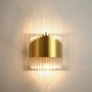 GobekUsa Crystal Rod Wall Sconce in Gold - Elegant Dual Bulb Lighting for Living Room Walls