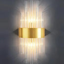 GobekUsa Crystal Rod Wall Sconce in Gold - Elegant Dual Bulb Lighting for Living Room Walls