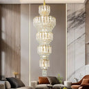 GobekUsa Duplex Villa Crystal Light Chandelier Spiral Staircase Building Elegant Transparency