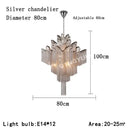 GobekUsa Fringed Chandelier: Silver & Gold Aluminium Chain Pendant Light for Luxe Home & Hotel Decor