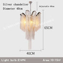GobekUsa Fringed Chandelier: Silver & Gold Aluminium Chain Pendant Light for Luxe Home & Hotel Decor