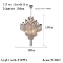 GobekUsa Fringed Chandelier: Silver & Gold Aluminium Chain Pendant Light for Luxe Home & Hotel Decor