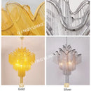 GobekUsa Fringed Chandelier: Silver & Gold Aluminium Chain Pendant Light for Luxe Home & Hotel Decor