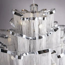GobekUsa Fringed Chandelier: Silver & Gold Aluminium Chain Pendant Light for Luxe Home & Hotel Decor