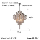 GobekUsa Fringed Chandelier: Silver & Gold Aluminium Chain Pendant Light for Luxe Home & Hotel Decor