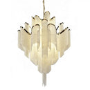 GobekUsa Fringed Chandelier: Silver & Gold Aluminium Chain Pendant Light for Luxe Home & Hotel Decor