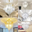 GobekUsa Fringed Chandelier: Silver & Gold Aluminium Chain Pendant Light for Luxe Home & Hotel Decor
