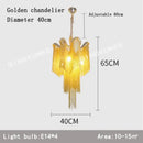 GobekUsa Fringed Chandelier: Silver & Gold Aluminium Chain Pendant Light for Luxe Home & Hotel Decor
