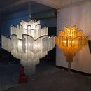 GobekUsa Fringed Chandelier: Silver & Gold Aluminium Chain Pendant Light for Luxe Home & Hotel Decor