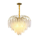 GobekUsa Glass Feather LED Hanging Chandelier for Foyer