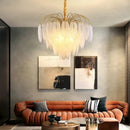 GobekUsa Glass Feather LED Hanging Chandelier for Foyer