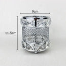 Elegant gold lattice hollow glass jar bedroom makeup brush holder by Decorbites
