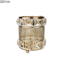 Elegant gold lattice hollow glass jar bedroom makeup brush holder by Decorbites