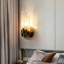GobekUsa Gold Metal Glass Wall Sconce, Elegant E14 Bulb Foyer Bedroom Dining Room Lamp