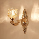 GobekUsa Gold Scrolled Arm Wall Mount Lamp with Crystal Accent - Elegant Metallic Wall Sconce