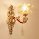 GobekUsa Gold Scrolled Arm Wall Mount Lamp with Crystal Accent - Elegant Metallic Wall Sconce