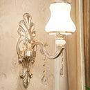 GobekUsa Gold Scrolled Arm Wall Mount Lamp with Crystal Accent - Elegant Metallic Wall Sconce