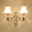 GobekUsa Gold Scrolled Arm Wall Mount Lamp with Crystal Accent - Elegant Metallic Wall Sconce