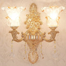 GobekUsa Gold Scrolled Arm Wall Mount Lamp with Crystal Accent - Elegant Metallic Wall Sconce