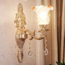 GobekUsa Gold Scrolled Arm Wall Mount Lamp with Crystal Accent - Elegant Metallic Wall Sconce