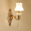 GobekUsa Gold Scrolled Arm Wall Mount Lamp with Crystal Accent - Elegant Metallic Wall Sconce