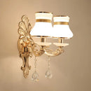 GobekUsa Gold Scrolled Arm Wall Mount Lamp with Crystal Accent - Elegant Metallic Wall Sconce