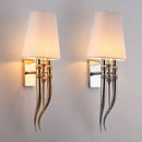 GobekUsa Iron Claw Horn Wall Sconce with Cloth Lampshade for Bedroom and Living Room