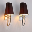 GobekUsa Iron Claw Horn Wall Sconce with Cloth Lampshade for Bedroom and Living Room