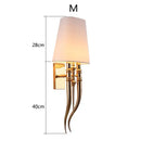 GobekUsa Iron Claw Horn Wall Sconce with Cloth Lampshade for Bedroom and Living Room