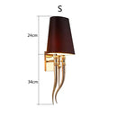 GobekUsa Iron Claw Horn Wall Sconce with Cloth Lampshade for Bedroom and Living Room