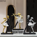 GobekUsa Golden Tango Dancer Couple Sculpture Home Decor Figurines