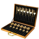GobekUsa 24-Piece Gold Stainless Steel Cutlery Set - Elegant Tableware Gift Box