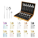 GobekUsa 24-Piece Gold Stainless Steel Cutlery Set - Elegant Tableware Gift Box