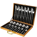 GobekUsa 24-Piece Gold Stainless Steel Cutlery Set - Elegant Tableware Gift Box