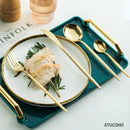 GobekUsa 24-Piece Gold Stainless Steel Cutlery Set - Elegant Tableware Gift Box