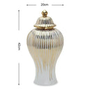 GobekUsa Gold Striped Ceramic Jar Vase Hand-made Porcelain Home Decor Storage