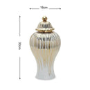 GobekUsa Gold Striped Ceramic Jar Vase Hand-made Porcelain Home Decor Storage