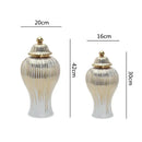 GobekUsa Gold Striped Ceramic Jar Vase Hand-made Porcelain Home Decor Storage