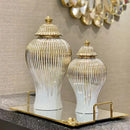 GobekUsa Gold Striped Ceramic Jar Vase Hand-made Porcelain Home Decor Storage