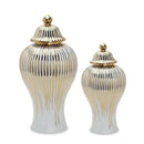 GobekUsa Gold Striped Ceramic Jar Vase Hand-made Porcelain Home Decor Storage