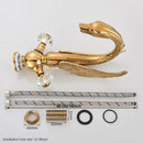 GobekUsa Gold Swan Basin Faucet: Deck Mounted Bathroom Mixer Tap with Hot and Cold Water