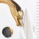 GobekUsa Gold Swan Basin Faucet: Deck Mounted Bathroom Mixer Tap with Hot and Cold Water