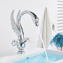 GobekUsa Gold Swan Basin Faucet: Deck Mounted Bathroom Mixer Tap with Hot and Cold Water