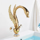 GobekUsa Gold Swan Basin Faucet: Deck Mounted Bathroom Mixer Tap with Hot and Cold Water