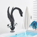 GobekUsa Gold Swan Basin Faucet: Deck Mounted Bathroom Mixer Tap with Hot and Cold Water